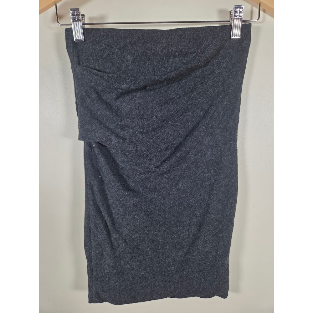James Perse Standard Tube Top Womens 0 Charcoal Gray Ruched Strapless Minimalist